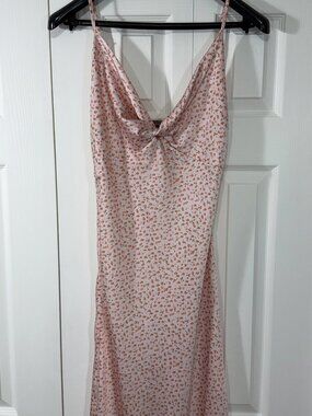 Sans Souci Floral Pink Satin Slip Dress Size L